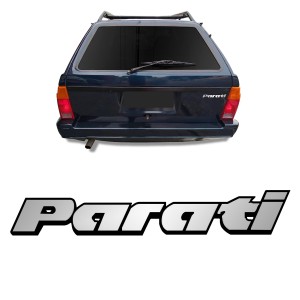 EMBLEMA (PARATI) CINZA ESCOVADO COM FUNDO PRETO