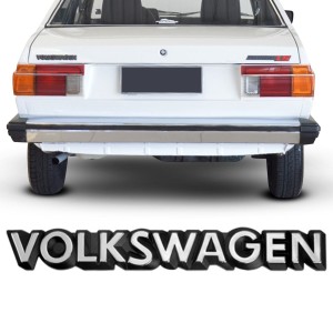 EMBLEMA (VOLKSWAGEN) VW TODOS 83/90 LETREIRO CROMADO COM FUNDO PRETO