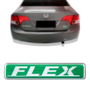 EMBLEMA FLEX HONDA CIVIC/ CITY/ FIT RESINADO EM ACO ESCOVADO