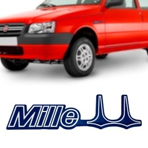 EMBLEMA (MILLE) UNO MILLE 93/95 AZUL E PRATA