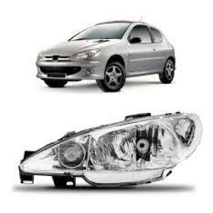 FAROL PEUGEOT 206 04/05/06/07/08/09 ESQUERDO DUPLO LISO