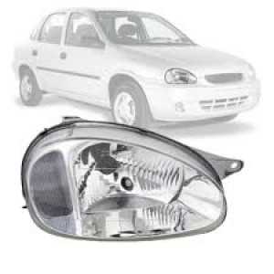 FAROL GM CORSA 00/10 CARCACA CINZA LENTE PLASTICO DIR